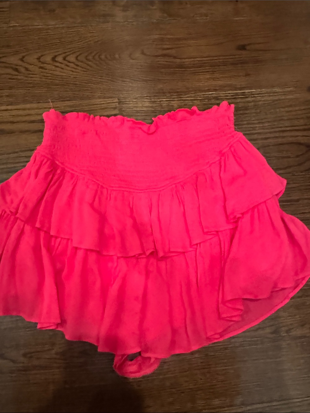 Smocked Waist Ruffled Circle Skirt - Hot Pink